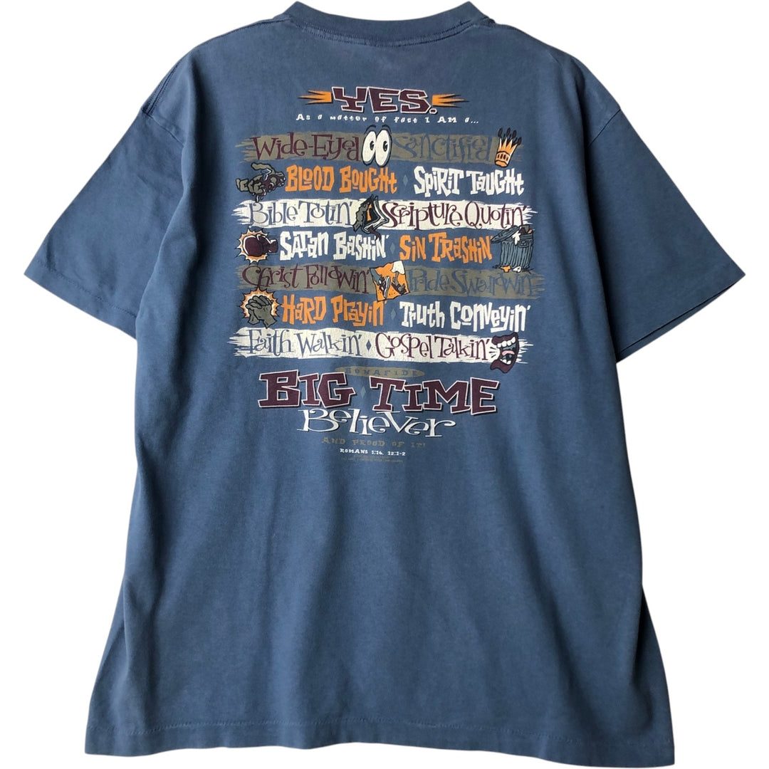 90'S SOF TEE Message Print T-shirt Made in USA Men's XL Vintage cotton navy blue type Vintage Second Hand