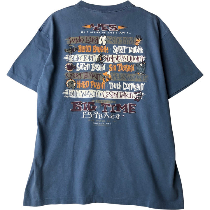 90'S SOF TEE Message Print T-shirt Made in USA Men's XL Vintage cotton navy blue type Vintage Second Hand
