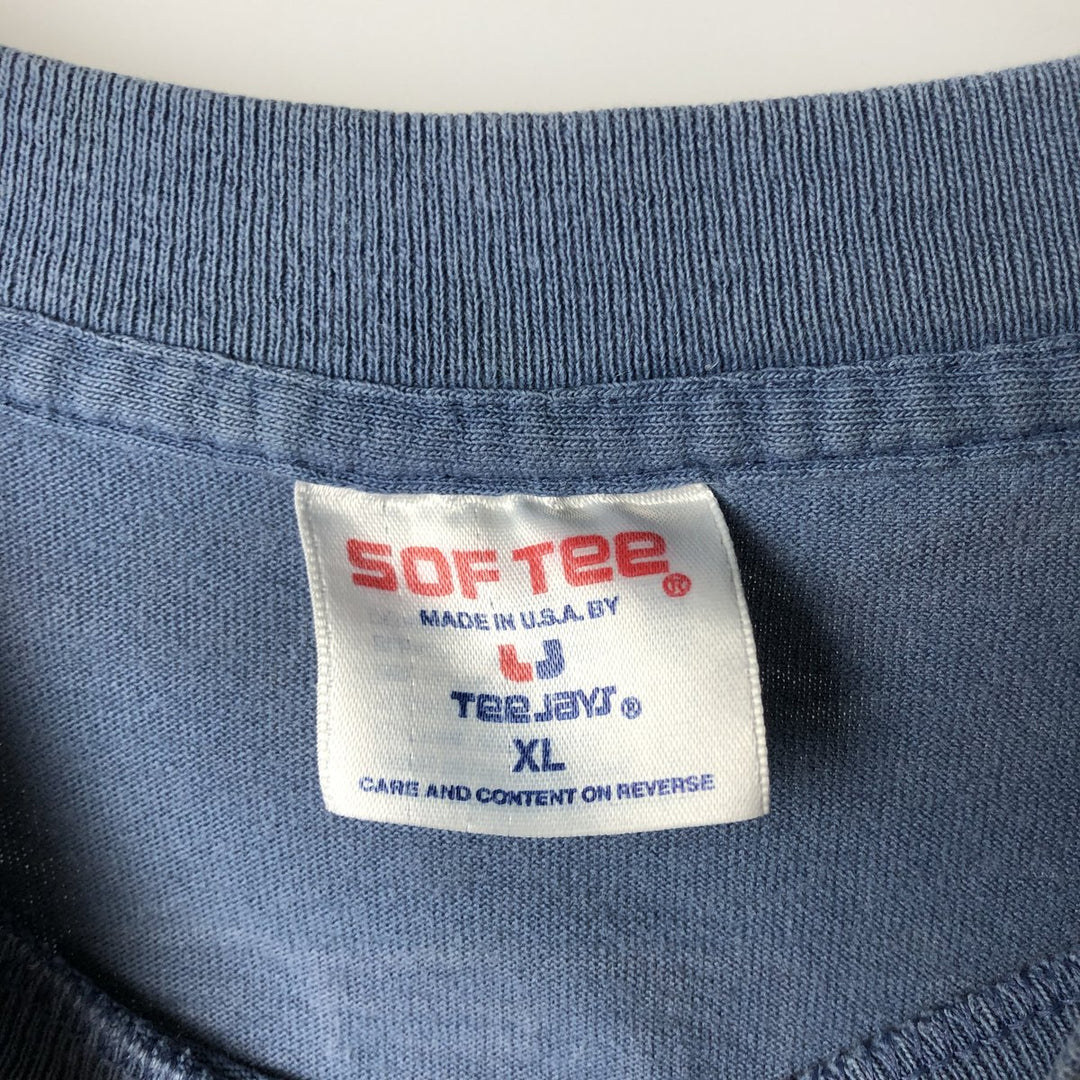 90'S SOF TEE Message Print T-shirt Made in USA Men's XL Vintage cotton navy blue type Vintage Second Hand