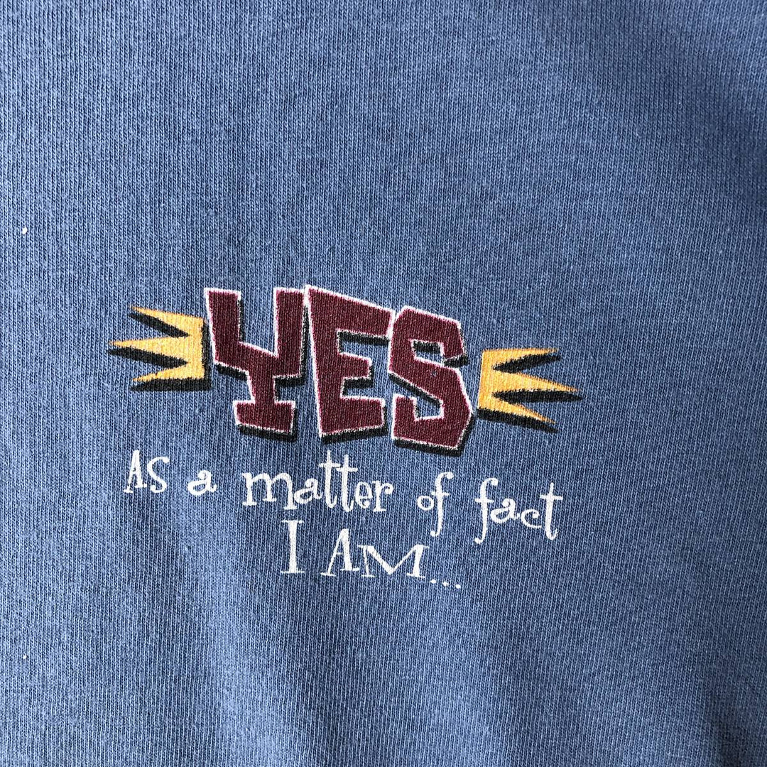 90'S SOF TEE Message Print T-shirt Made in USA Men's XL Vintage cotton navy blue type Vintage Second Hand