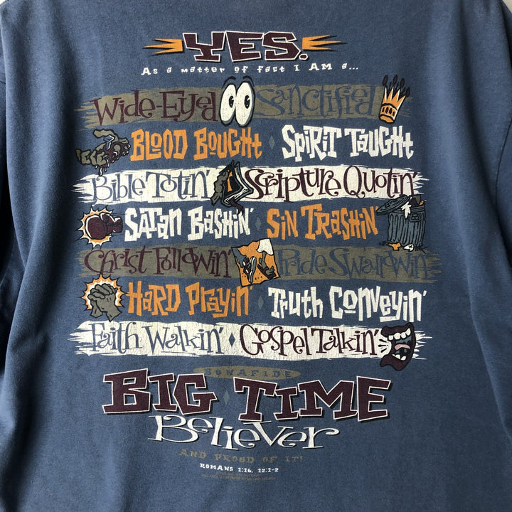 90'S SOF TEE Message Print T-shirt Made in USA Men's XL Vintage cotton navy blue type Vintage Second Hand