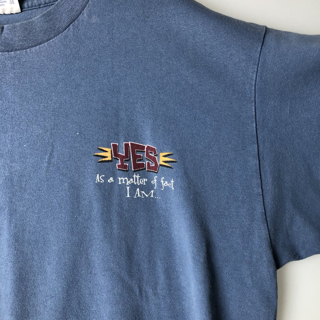 90'S SOF TEE Message Print T-shirt Made in USA Men's XL Vintage cotton navy blue type Vintage Second Hand