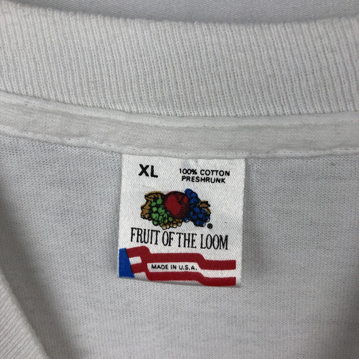 90'S Fruit of the Loom Message Print T-Shirt Made in USA Men's XL Vintage cotton white type Vintage Second Hand