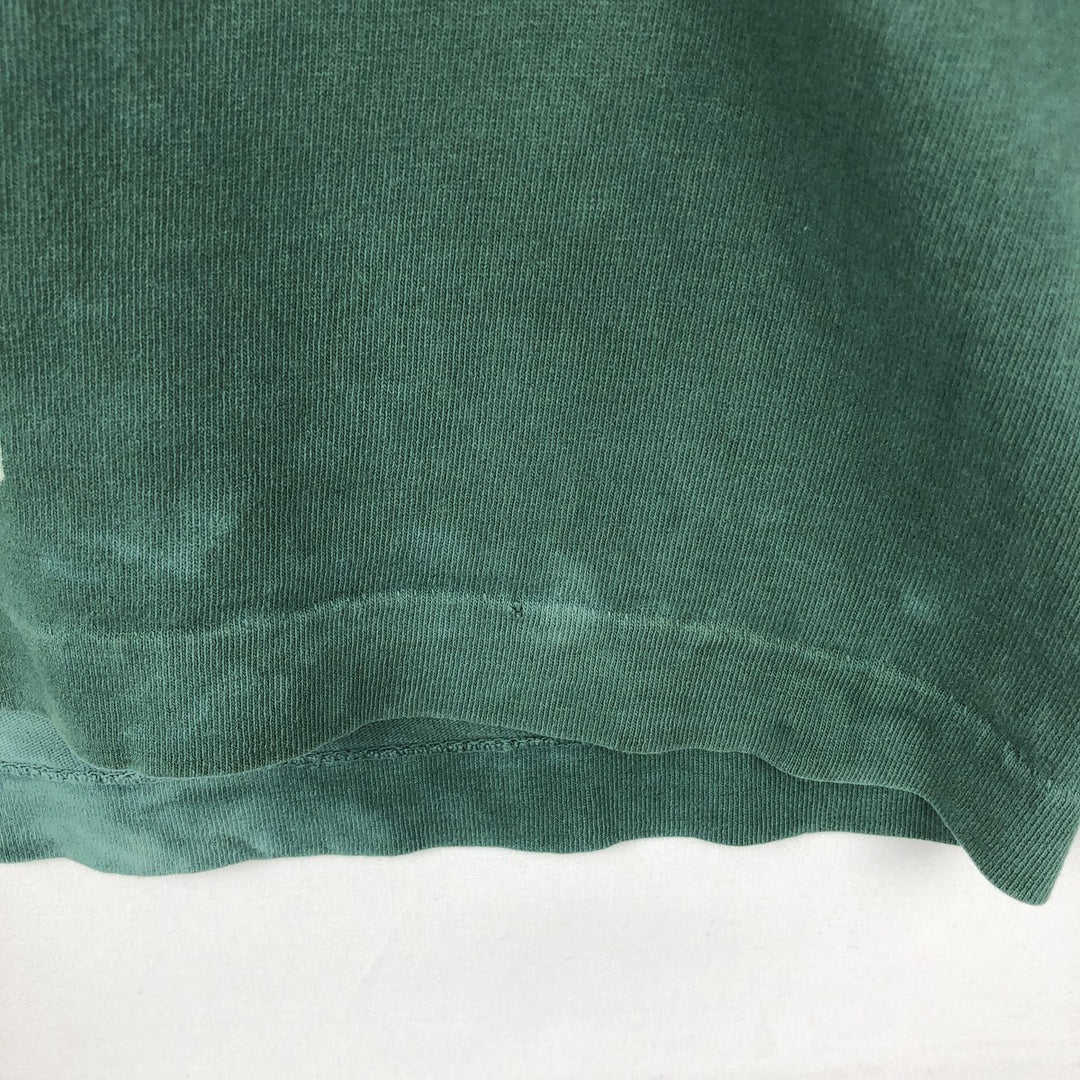 90'S Fruit of the Loom Tie-Dye Pattern Floral Large Print Art T-Shirt, Made in USA, Men's Size L (approx.) cotton dark green Vintage Second Hand
