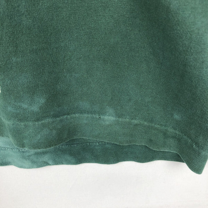 90'S Fruit of the Loom Tie-Dye Pattern Floral Large Print Art T-Shirt, Made in USA, Men's Size L (approx.) cotton dark green Vintage Second Hand