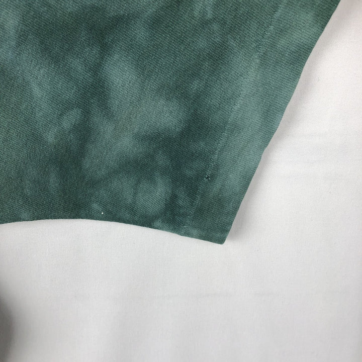 90'S Fruit of the Loom Tie-Dye Pattern Floral Large Print Art T-Shirt, Made in USA, Men's Size L (approx.) cotton dark green Vintage Second Hand