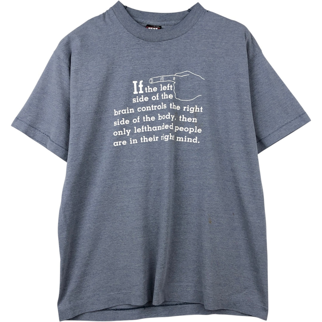 90'S Fruit of the Loom Message Print T-Shirt Made in USA Men's L Size Vintage cotton gray type Vintage Second Hand