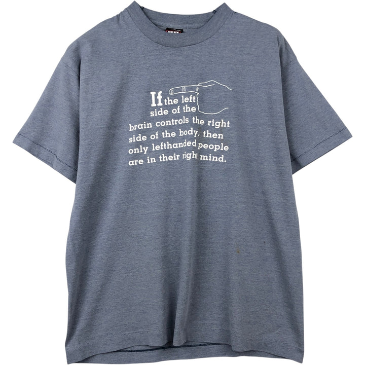 90'S Fruit of the Loom Message Print T-Shirt Made in USA Men's L Size Vintage cotton gray type Vintage Second Hand