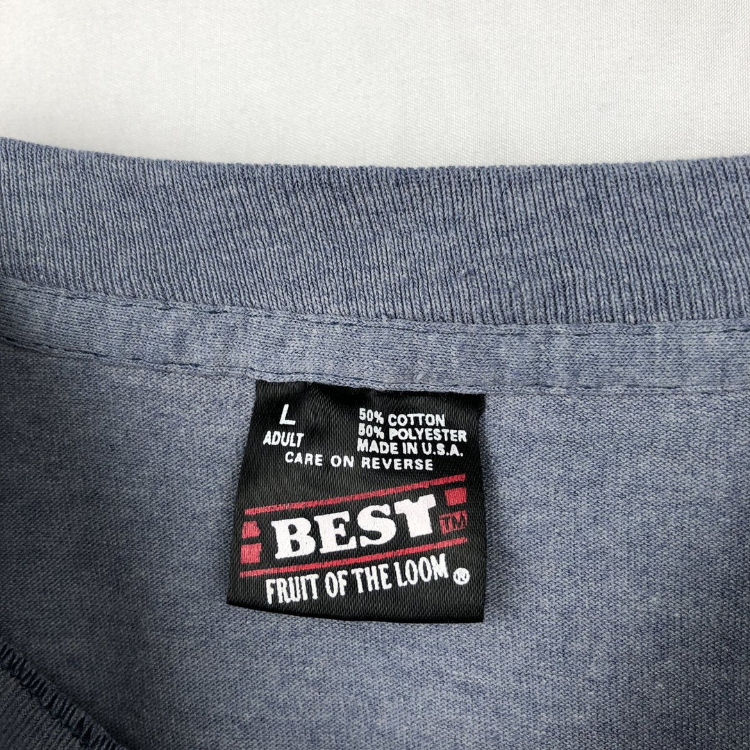 90'S Fruit of the Loom Message Print T-Shirt Made in USA Men's L Size Vintage cotton gray type Vintage Second Hand