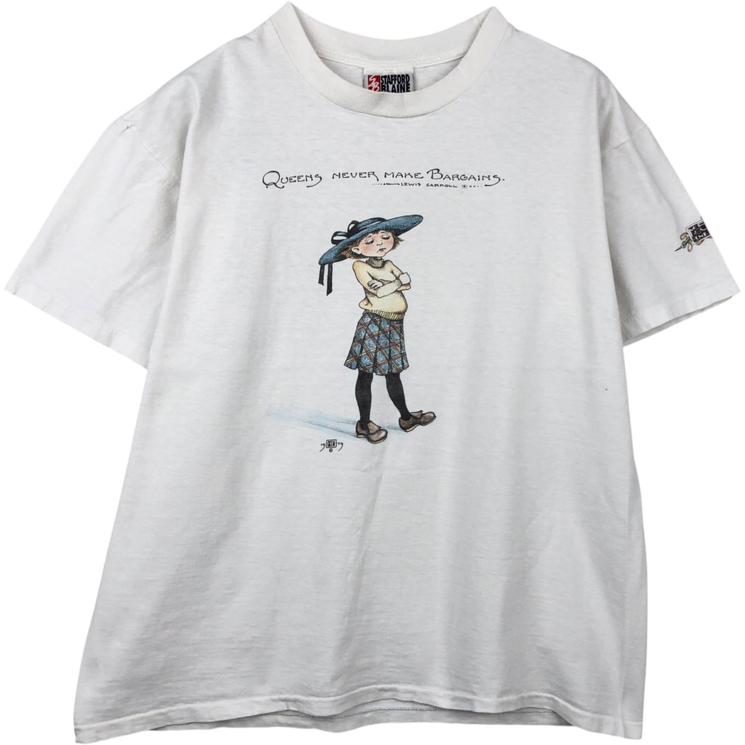 90'S Stafford Blaine Art T-shirt, Made in USA, Men's XL equivalent, Vintage cotton white type Vintage Second Hand