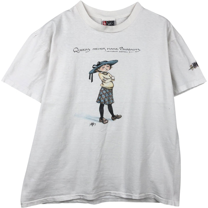 90'S Stafford Blaine Art T-shirt, Made in USA, Men's XL equivalent, Vintage cotton white type Vintage Second Hand