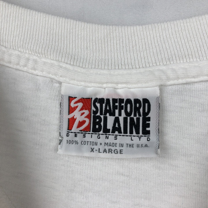 90'S Stafford Blaine Art T-shirt, Made in USA, Men's XL equivalent, Vintage cotton white type Vintage Second Hand