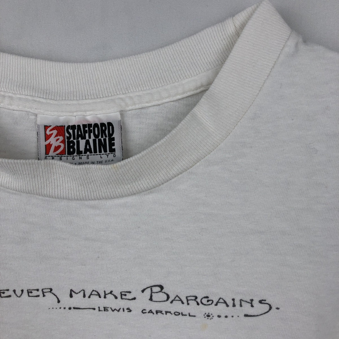 90'S Stafford Blaine Art T-shirt, Made in USA, Men's XL equivalent, Vintage cotton white type Vintage Second Hand