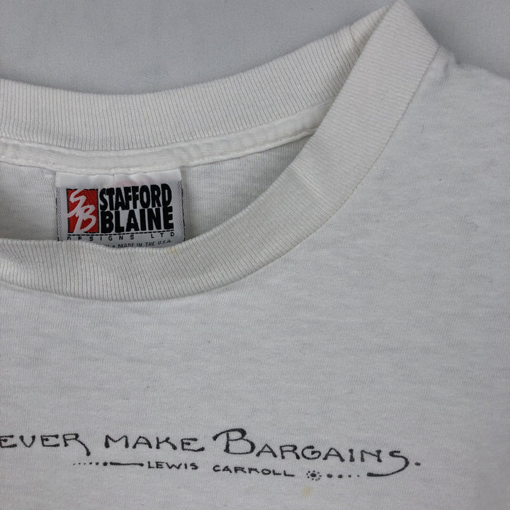 90'S Stafford Blaine Art T-shirt, Made in USA, Men's XL equivalent, Vintage cotton white type Vintage Second Hand