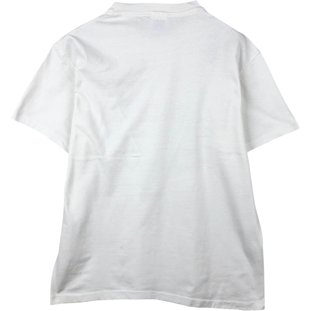 90'S Hanes BEEFY-T Photo Message Print T-Shirt, Men's Size L (approx.), Vintage cotton white type Vintage Second Hand