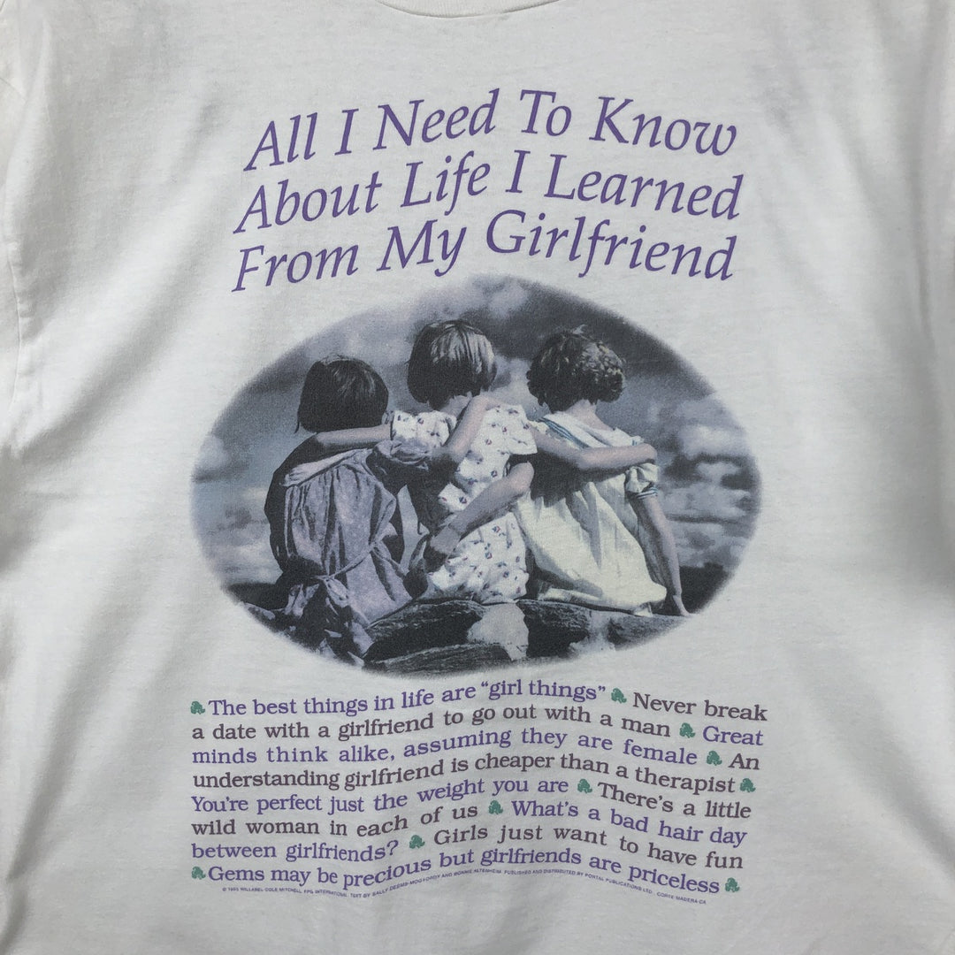 90'S Hanes BEEFY-T Photo Message Print T-Shirt, Men's Size L (approx.), Vintage cotton white type Vintage Second Hand