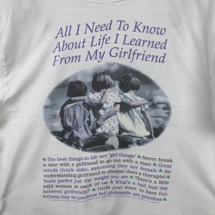 90'S Hanes BEEFY-T Photo Message Print T-Shirt, Men's Size L (approx.), Vintage cotton white type Vintage Second Hand