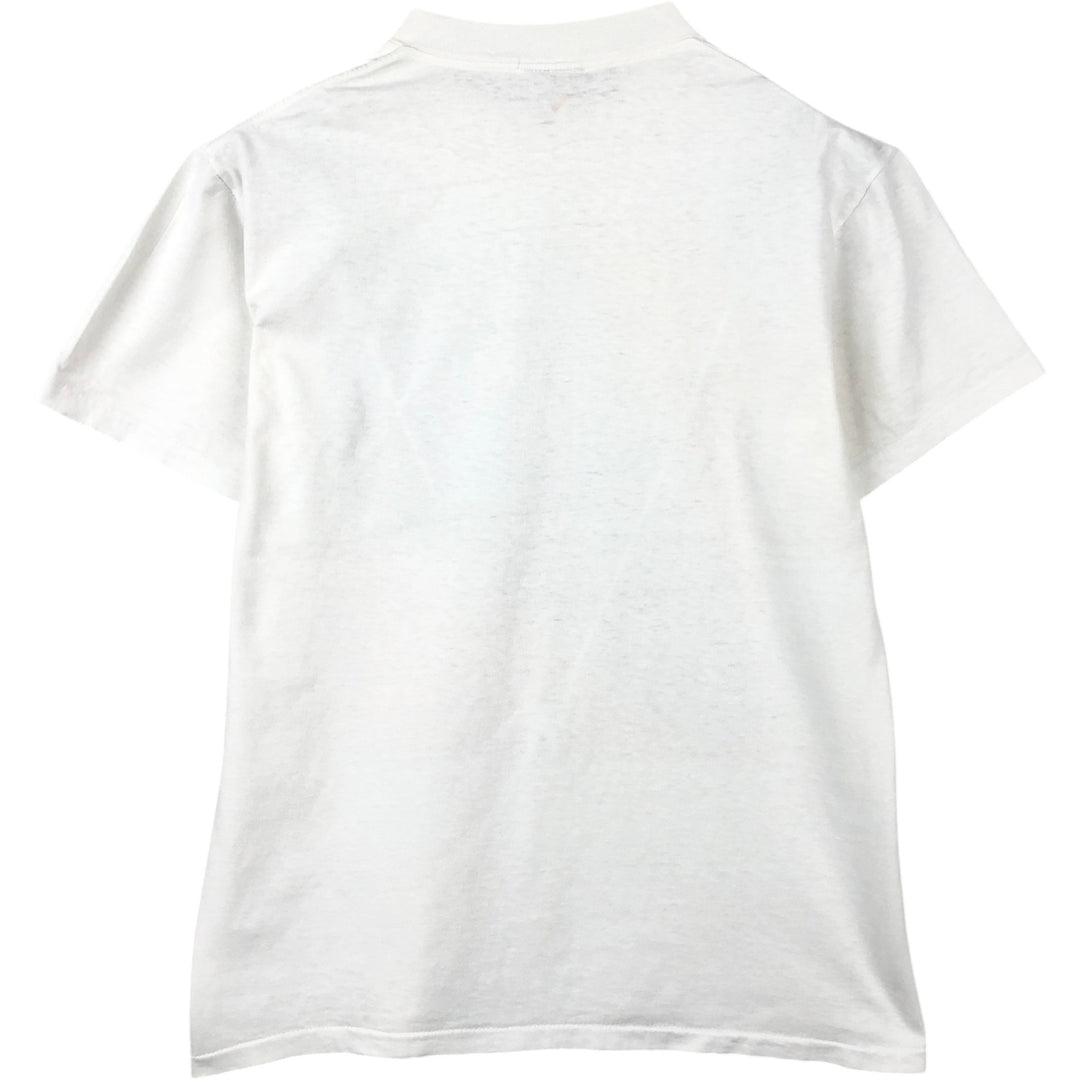 90'S FABRIC ART Whale Pattern Message Art T-Shirt, Made in USA, Men's Size M (Equivalent), Vintage cotton white type Vintage Second Hand