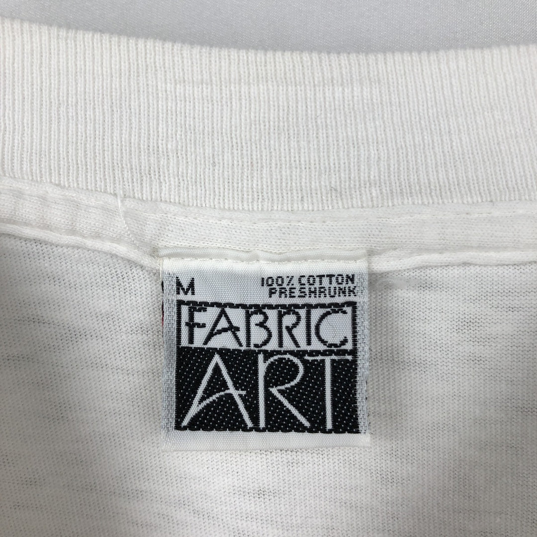 90'S FABRIC ART Whale Pattern Message Art T-Shirt, Made in USA, Men's Size M (Equivalent), Vintage cotton white type Vintage Second Hand