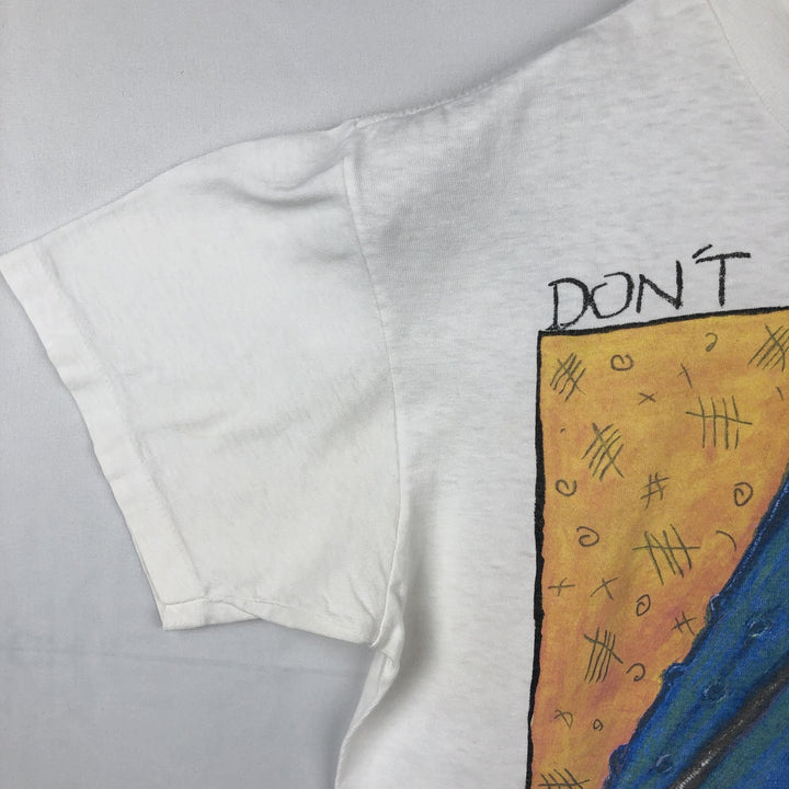 90'S FABRIC ART Whale Pattern Message Art T-Shirt, Made in USA, Men's Size M (Equivalent), Vintage cotton white type Vintage Second Hand