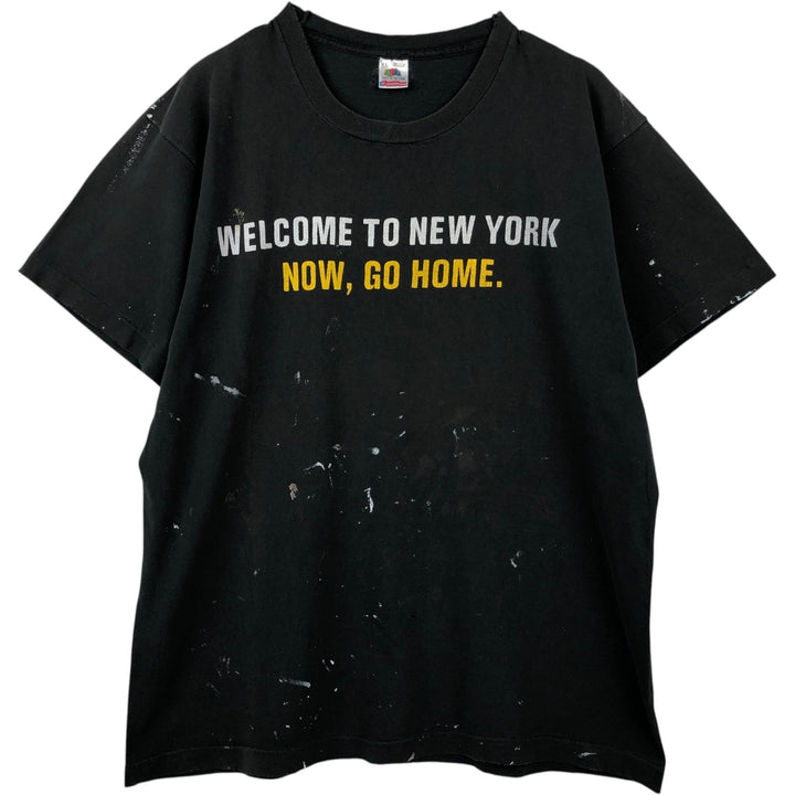 90'S Fruit of the Loom Paint Message Print T-Shirt, Made in USA, Men's Size XL (approx.) cotton black type Vintage Second Hand