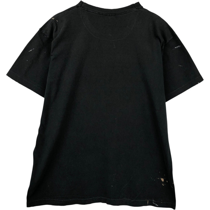 90'S Fruit of the Loom Paint Message Print T-Shirt, Made in USA, Men's Size XL (approx.) cotton black type Vintage Second Hand