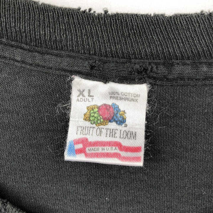 90'S Fruit of the Loom Paint Message Print T-Shirt, Made in USA, Men's Size XL (approx.) cotton black type Vintage Second Hand