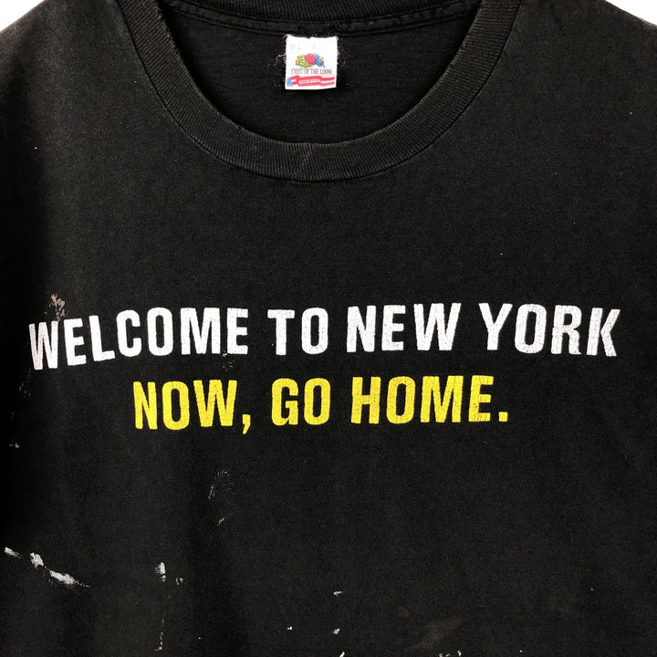90'S Fruit of the Loom Paint Message Print T-Shirt, Made in USA, Men's Size XL (approx.) cotton black type Vintage Second Hand
