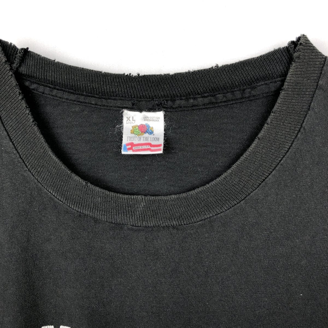 90'S Fruit of the Loom Paint Message Print T-Shirt, Made in USA, Men's Size XL (approx.) cotton black type Vintage Second Hand