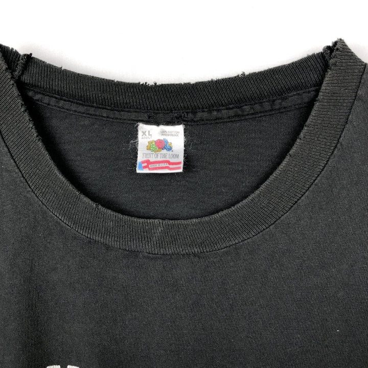 90'S Fruit of the Loom Paint Message Print T-Shirt, Made in USA, Men's Size XL (approx.) cotton black type Vintage Second Hand