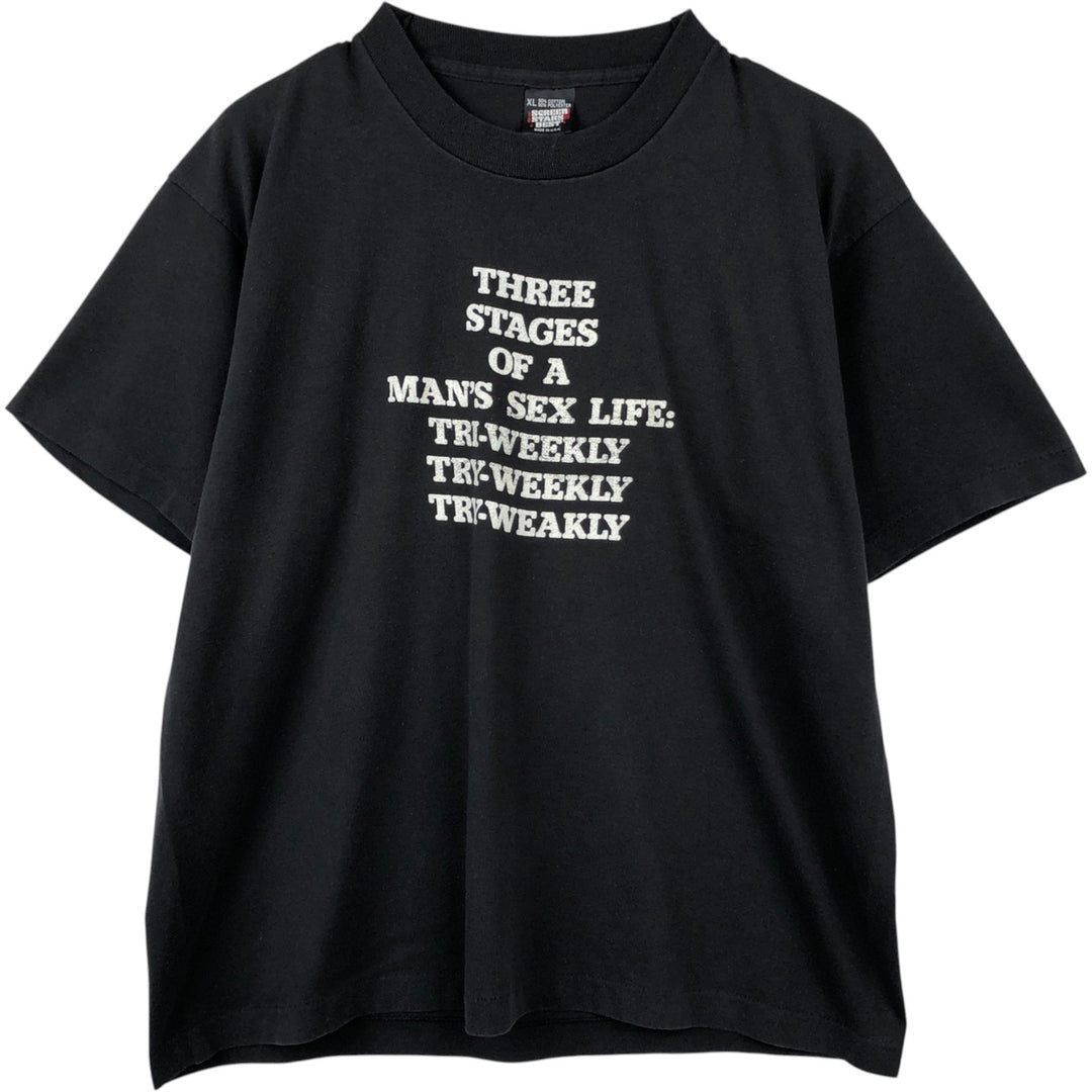 90'S SCREEN STARS Message Print T-Shirt Made in USA Men's XL Vintage cotton black type Vintage Second Hand