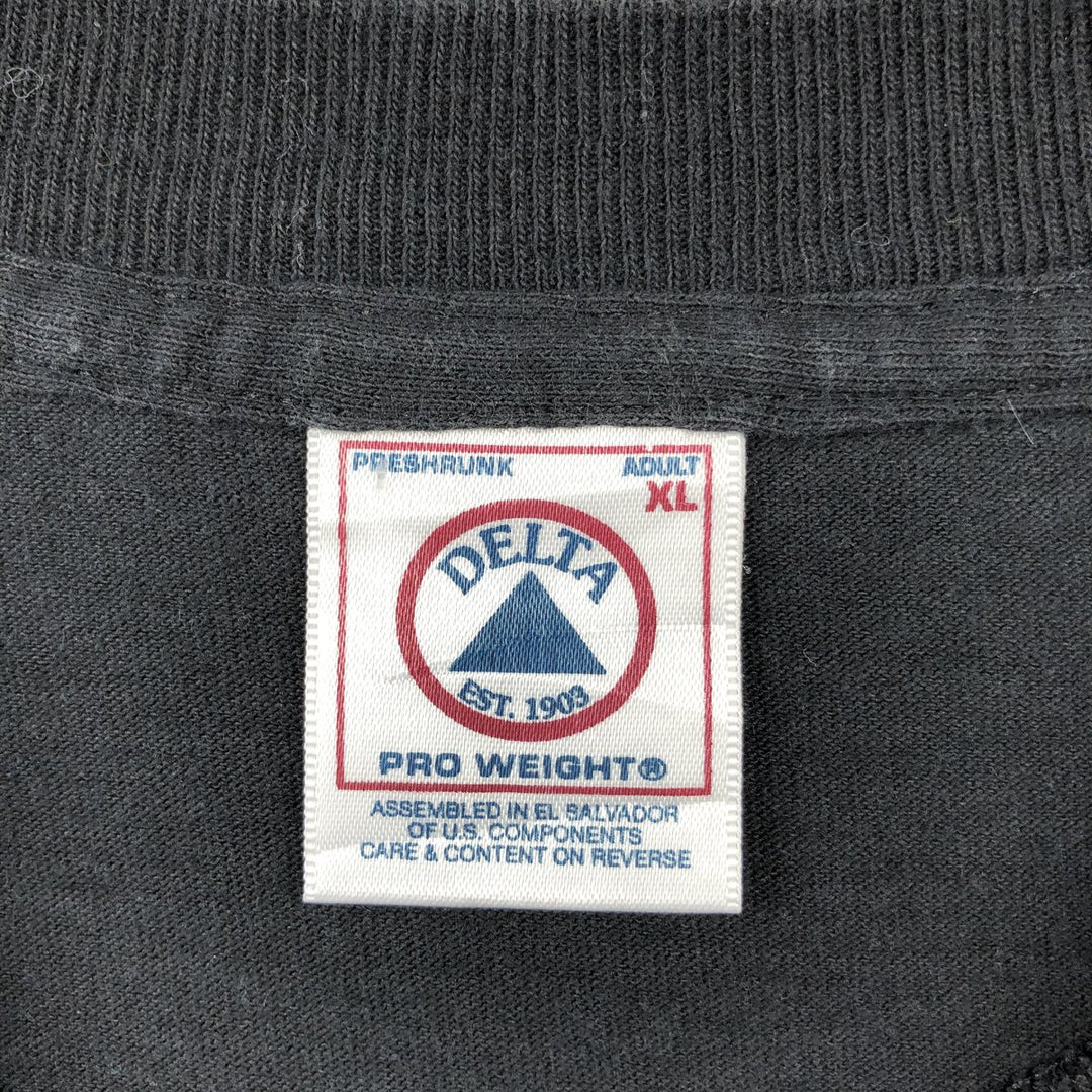 Delta DELTA Message Print T-shirt Men's XL size cotton black type Vintage Second Hand