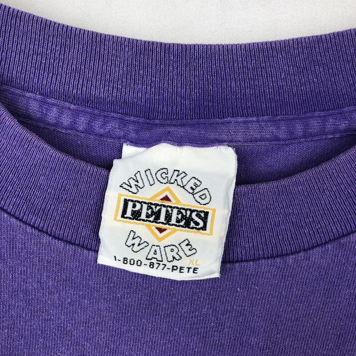 90'S WIDKED PETE'S WARE Message Print T-Shirt, Made in USA, Men's XL equivalent, Vintage cotton purple type Vintage Second Hand