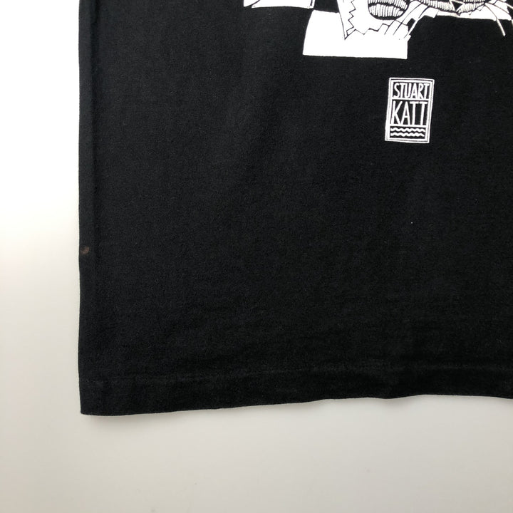 ~90'S STUART KATT Cat Pattern Art T-Shirt, Made in Canada, Men's Size L (approx.), Vintage cotton black type Vintage Second Hand