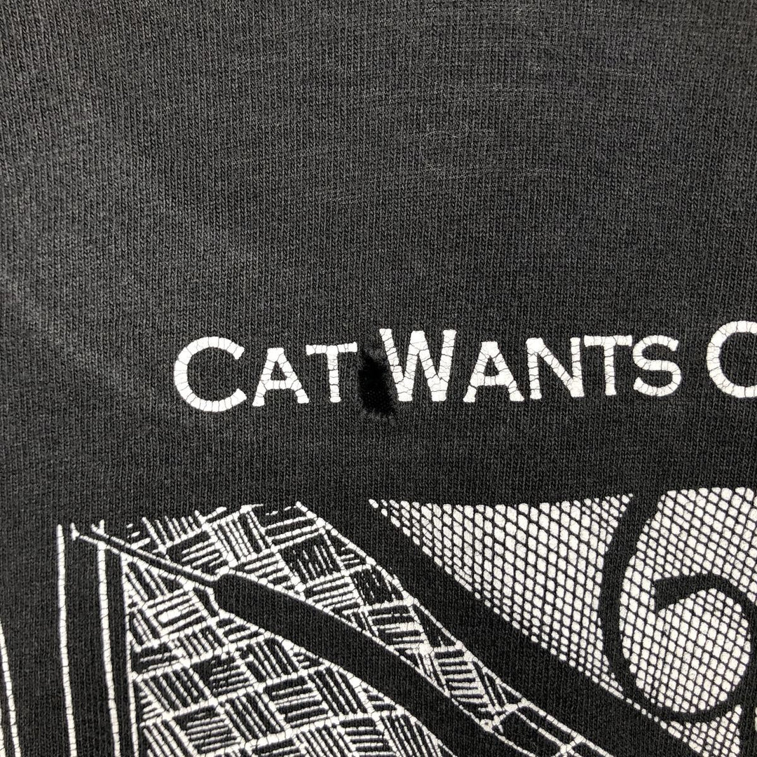 STUART KATT Cat Pattern Art T-Shirt, Men's Size M (Equivalent), Vintage unclear black type Vintage Second Hand