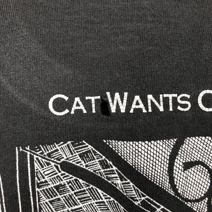 STUART KATT Cat Pattern Art T-Shirt, Men's Size M (Equivalent), Vintage unclear black type Vintage Second Hand