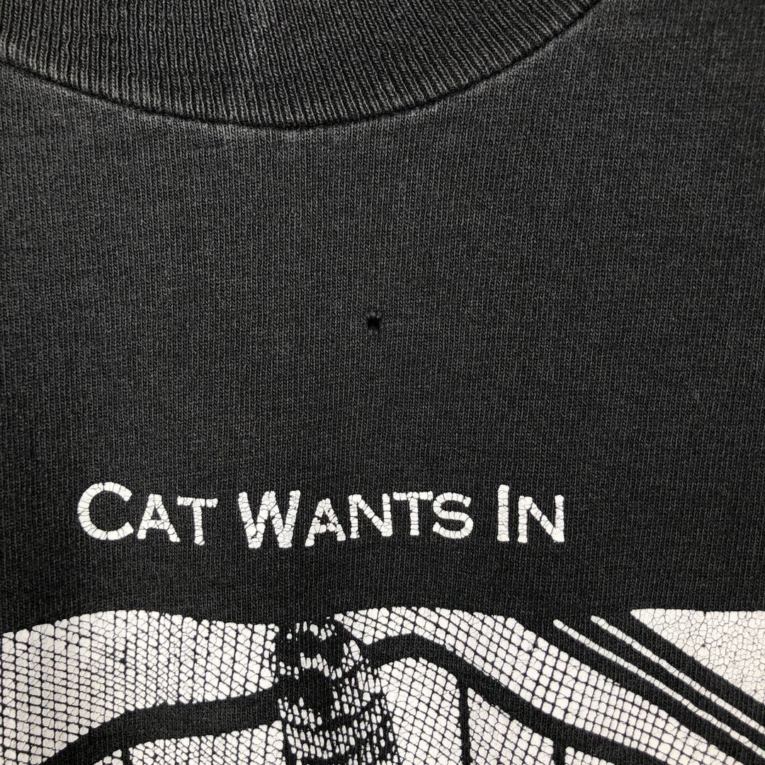 STUART KATT Cat Pattern Art T-Shirt, Men's Size M (Equivalent), Vintage unclear black type Vintage Second Hand