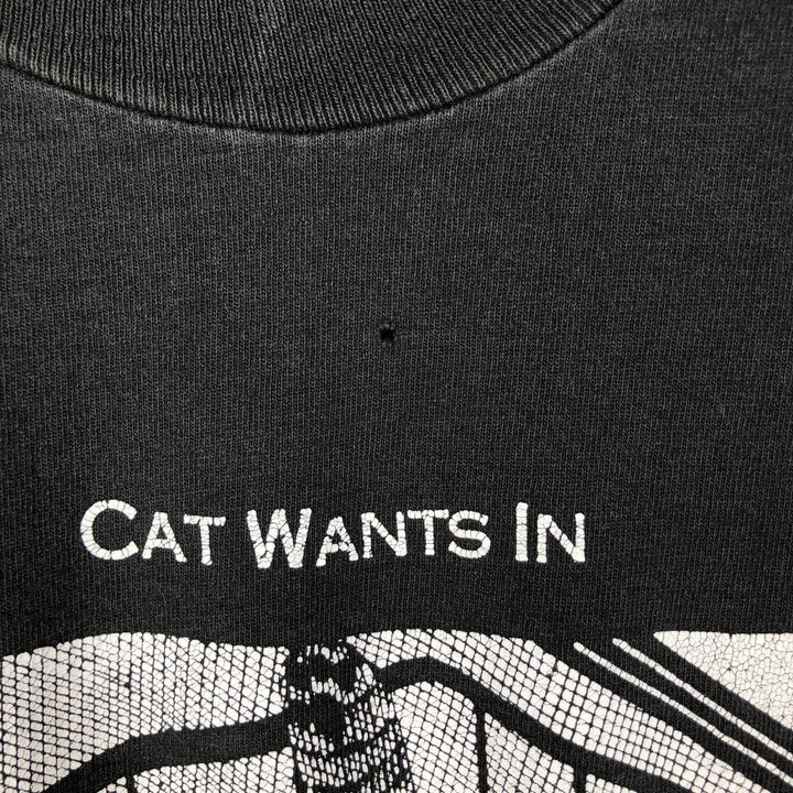 STUART KATT Cat Pattern Art T-Shirt, Men's Size M (Equivalent), Vintage unclear black type Vintage Second Hand