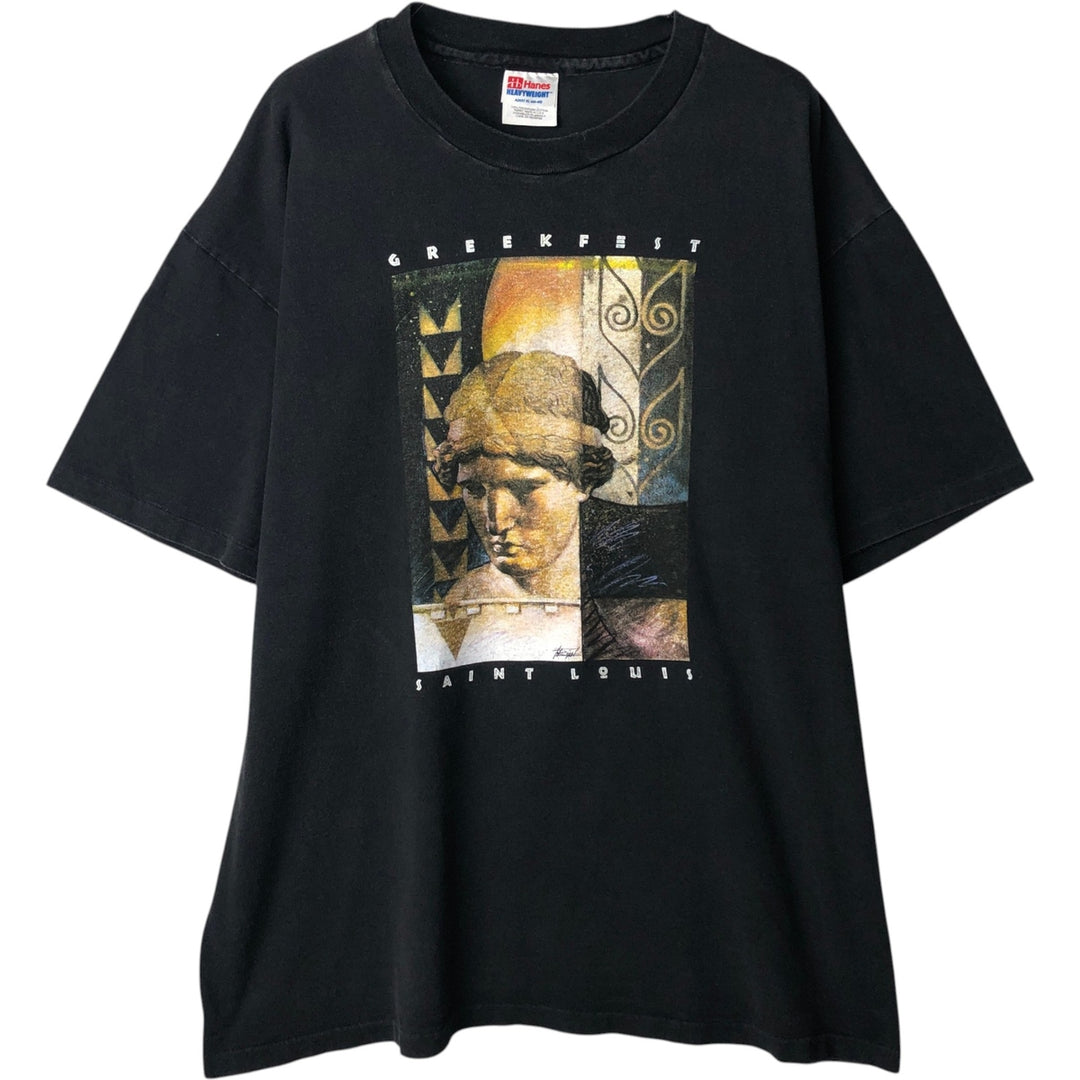90'S Hanes Heavyweight Art T-Shirt, Men's XL equivalent, Vintage cotton black type Vintage Second Hand