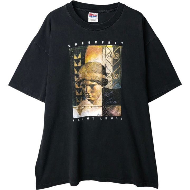 90'S Hanes Heavyweight Art T-Shirt, Men's XL equivalent, Vintage cotton black type Vintage Second Hand