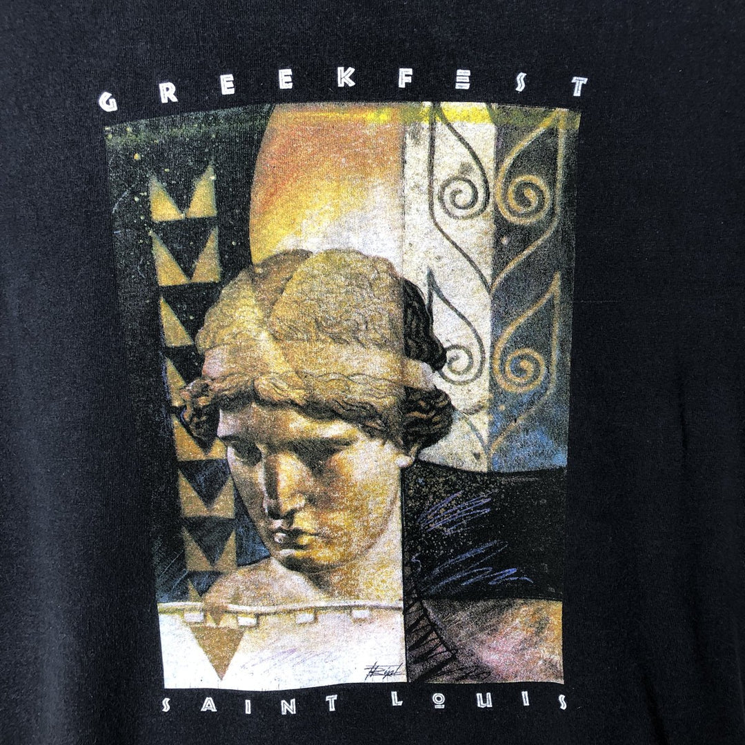90'S Hanes Heavyweight Art T-Shirt, Men's XL equivalent, Vintage cotton black type Vintage Second Hand