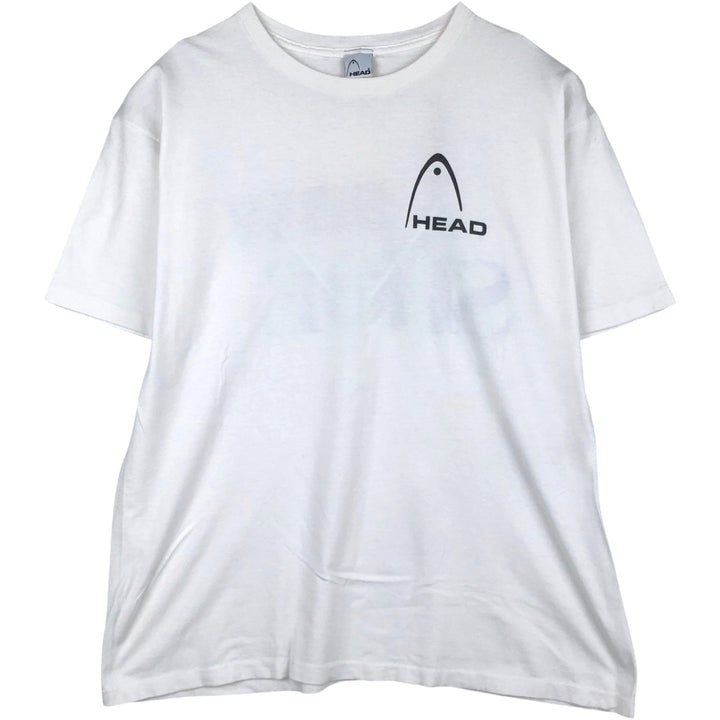 ~90'S HEAD sports print t-shirt, men's size XL equivalent, vintage. unclear white type Vintage Second Hand