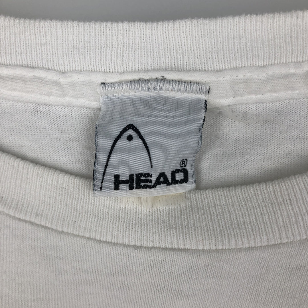 ~90'S HEAD sports print t-shirt, men's size XL equivalent, vintage. unclear white type Vintage Second Hand