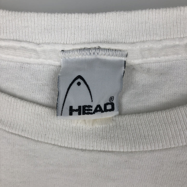 ~90'S HEAD sports print t-shirt, men's size XL equivalent, vintage. unclear white type Vintage Second Hand