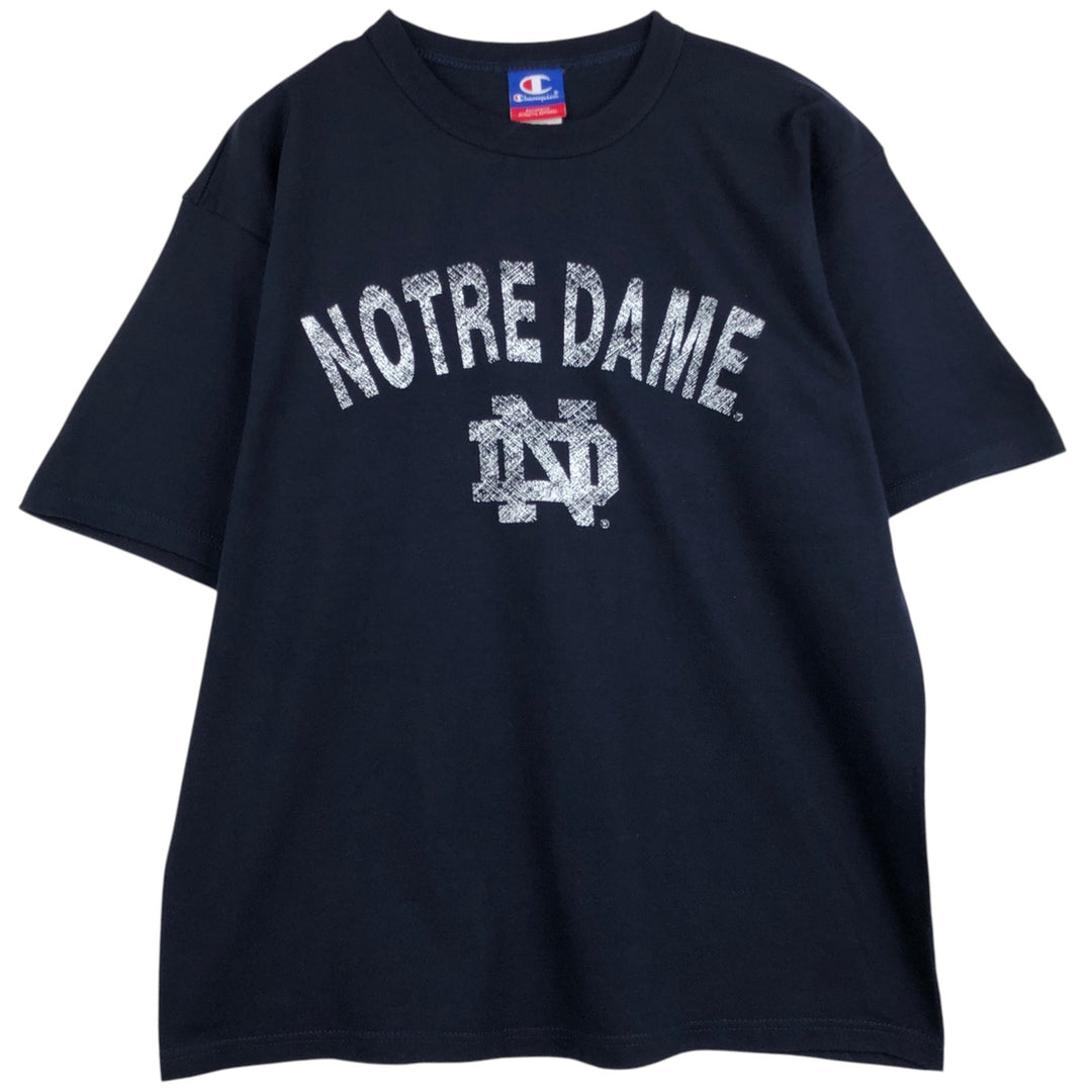 Champion Authentic Athletic Apparel Notre Dame University College T-shirt, Men's Size L (approx.) cotton navy blue type Vintage Second Hand
