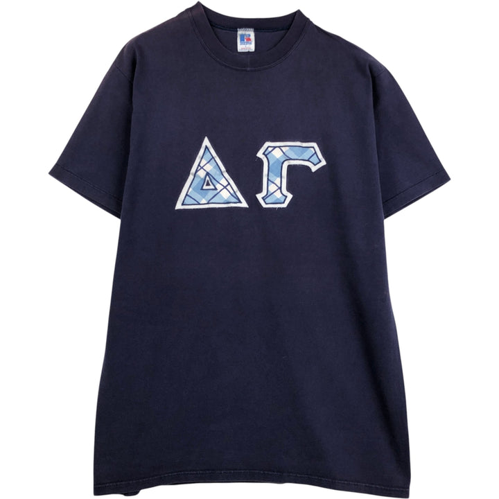 90'S Russell College T-shirt, Made in USA, Men's L size, Vintage cotton navy blue type Vintage Second Hand