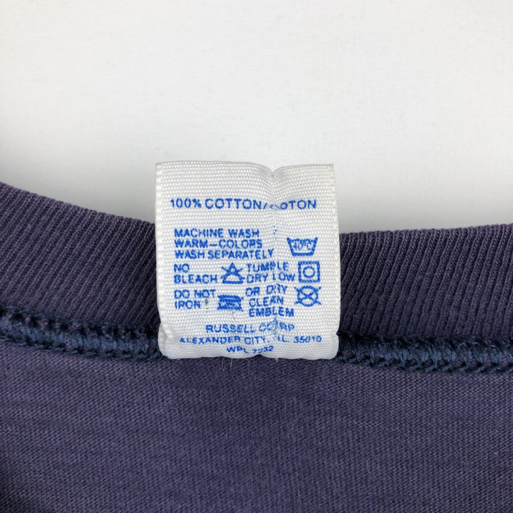 90'S Russell College T-shirt, Made in USA, Men's L size, Vintage cotton navy blue type Vintage Second Hand