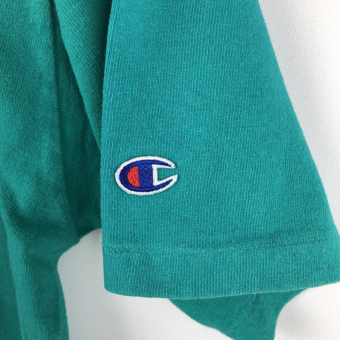90'S Champion Authentic Athletic Apparel College T-shirt Made in USA Men's L Vintage cotton green type Vintage Second Hand