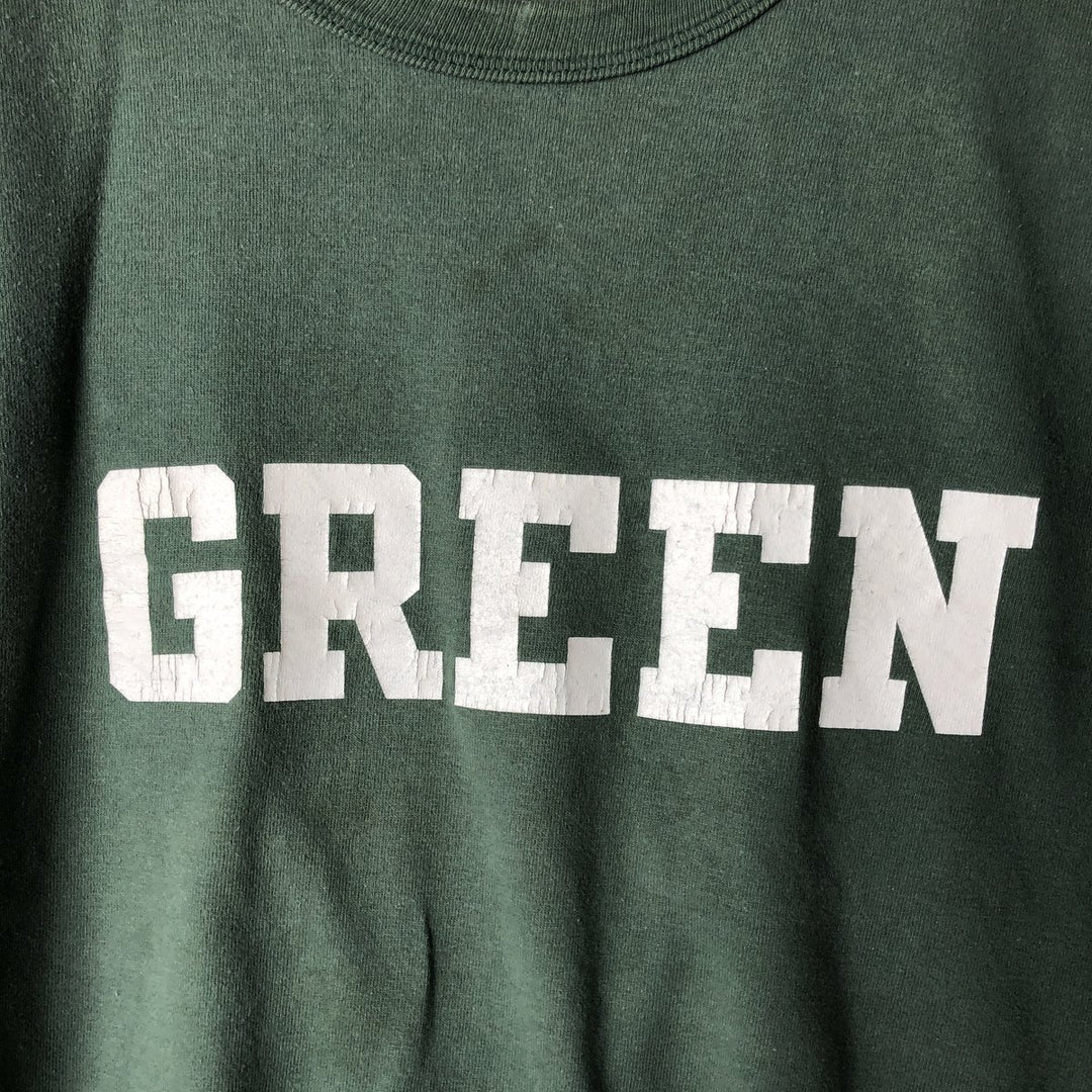 90'S Russell College T-shirt, Made in USA, Men's L size, Vintage cotton Green type dark green Vintage Second Hand