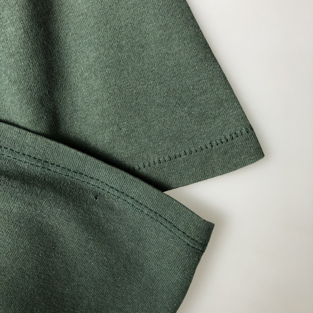 90'S Russell College T-shirt, Made in USA, Men's L size, Vintage cotton Green type dark green Vintage Second Hand
